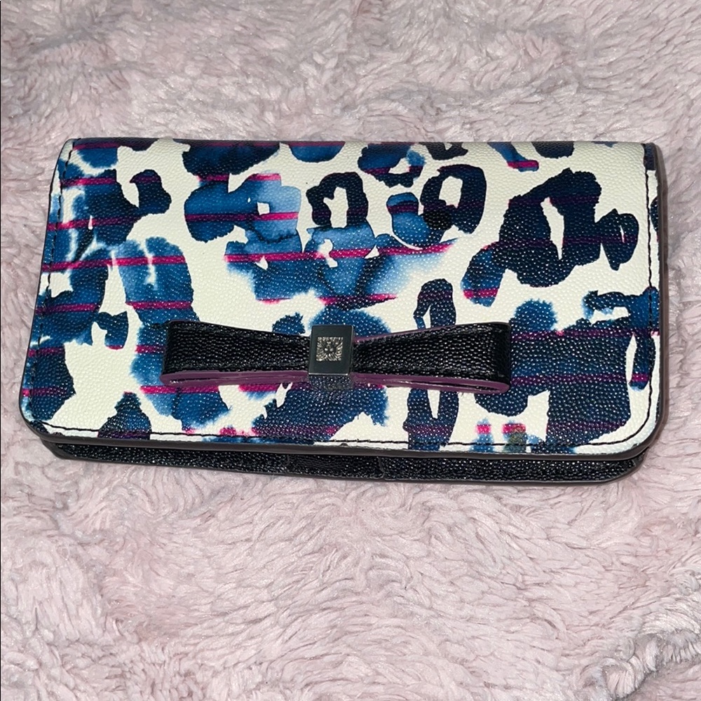 Anne Klein Blue and White Leopard Print Wallet